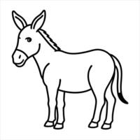 Donkey line art isolated on white background vector
