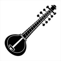 Sarangi silhouette simple with a white background. vector