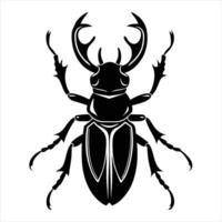 stag beetle silhouette vector