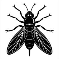 Housefly silhouette on white background vector