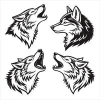Premium Black and White Wolf Head vector