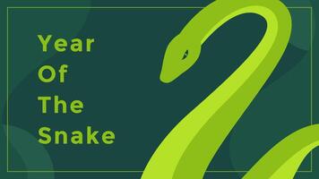 Year of the snake greeting background with green snake. Horizontal Chinese New Year greeting on green background vector