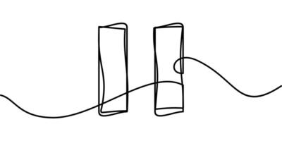 continuous line drawing pause symbol. abstract line art illustration vector