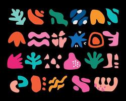 a colorful set of letters and shapes on a black background vector