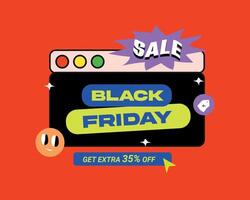 black friday sale banner with colorful characters vector