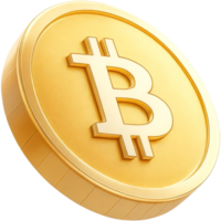 Shiny Golden Bitcoin Cryptocurrency Coin png
