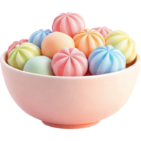 Bowl of Pastel-Colored Macarons png