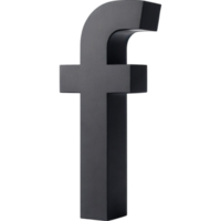 Letter F Sleek Black 3D Render png