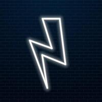 purple color neon bolt sign. Abstract background with lighting bolt sign. Icon on black background vector