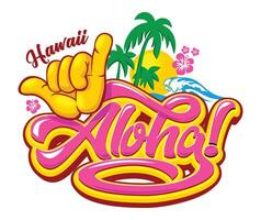Aloha Hawaii beach vibes sticker vector