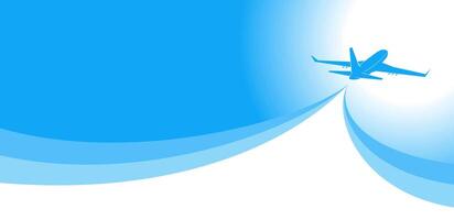 Blue sky with airplane taking off vector