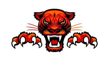 angry panther head and paws with claws logo vector