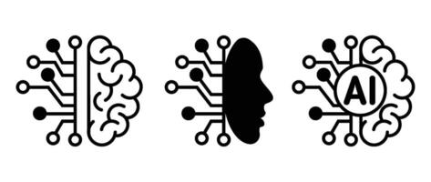 artificial intelligence vs brain icon vector
