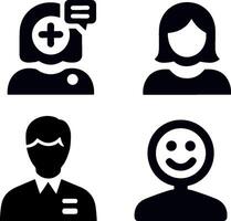 User profile icons set with male, female, add friend, and smiley face on isolated background vector