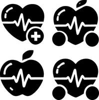 Icon set of health, wellness and nature with medical, heart, and plant symbols monochrome style vector