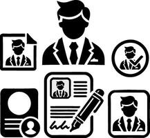 Business set icon profile and file for resumes and recruitment vector