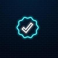 Search by Neon checkmark image or symbol. Success tag icon. vector