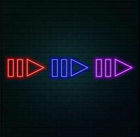 Abstract glowing neon arrow line movement direction background illustration. vector