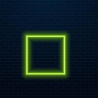 Gradient neon square, blue-pink glowing border isolated on a dark background. Colorful night banner, light effect. Bright illuminated shape. vector