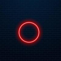 Red blue neon round frame. Ultraviolet light. Fashion show stage on abstract background. Neon circle. vector