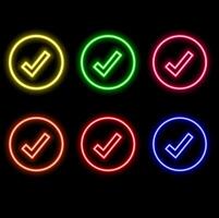 Search by Neon checkmark image or symbol. Success tag icon. Success check mark icon. vector