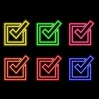 Search for image or with the Neon checkmark symbol. Success brand icon animation. Success check mark icon. vector