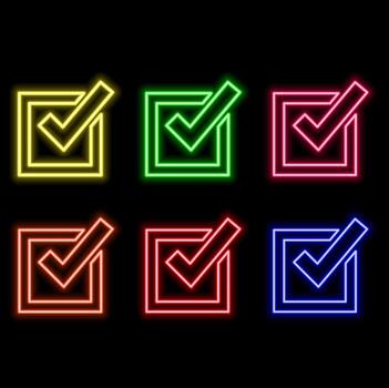 Search for image or with the Neon checkmark symbol. Success brand icon animation. Success check mark icon. vector