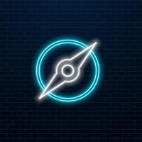 Mobile phone and Geo location neon icon. Graph on tablet display neon sign. Geo location and technology concept. vector
