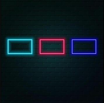 Abstract blue and red glowing neon light square in empty concrete room with shiny reflective floor Abstract blue and red glowing neon light square in empty concrete room with shiny reflective floor vector