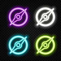 Map pointer neon sign. Bright glowing symbol on a black background. Neon style icon. vector