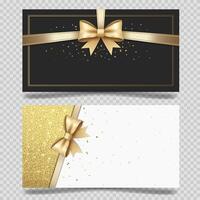 Blank backgrounds with gold bow. Elegant template for voucher, gift card, certificate. Luxury card with place for text. vector