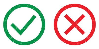 Outline circle x mark symbol and outline circle checkmark icon vector