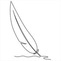 Single line feather continuous line art drawing vector