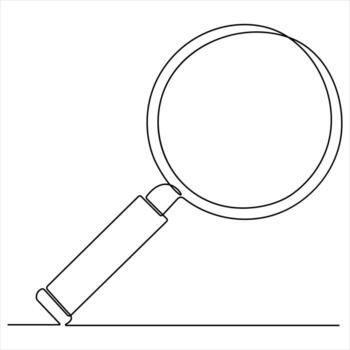 Continuous single line illustration of magnifying glass Continuous one line drawing of magnifying glass sketch vector
