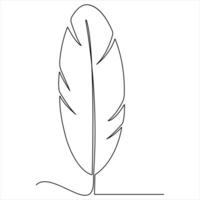 Continuous single line art drawing feather concept single line draw style illustration vector