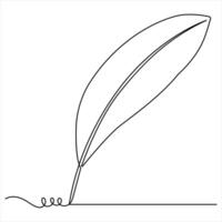 Feather single line continuous line art outline style illustration vector