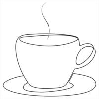 Continuous single line drawing a cup of coffee or tea Coffee outline style illustration vector