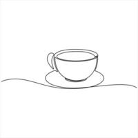 Continuous single line drawing a cup of coffee or tea Coffee simple line art drawing sketch illustration vector