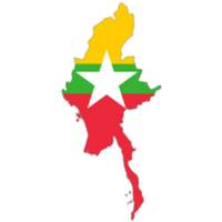 Myanmar flag on the map png