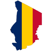 Chad flag on the map png