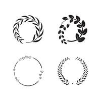 Decorative Laurel Wreath and Frame Set with Minimalist and Heart Accents. vector