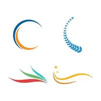 Abstract Minimalist Logo Elements with Curves, Leaves, and Colorful Swirls. vector
