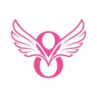 Elegant Pink Number Eight Logo with Wings vector