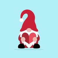 Cute gnome holding a heart for Valentine's Day vector