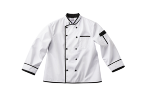 A chef coat with black trims and white trim png