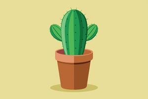 Cactus in pot, It's isolate on ground vector