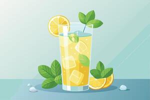 Glass with lemonade and drinking vector