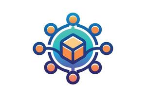 Crypto Blockchain blocks connecting each vector