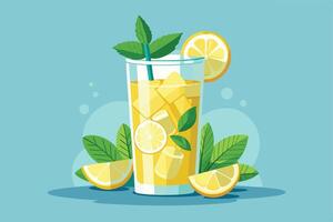 Lemonade icon. Icon of lemon smoothie in a glass vector