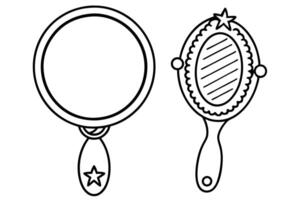 Hand mirror outline for coloring on a white background vector